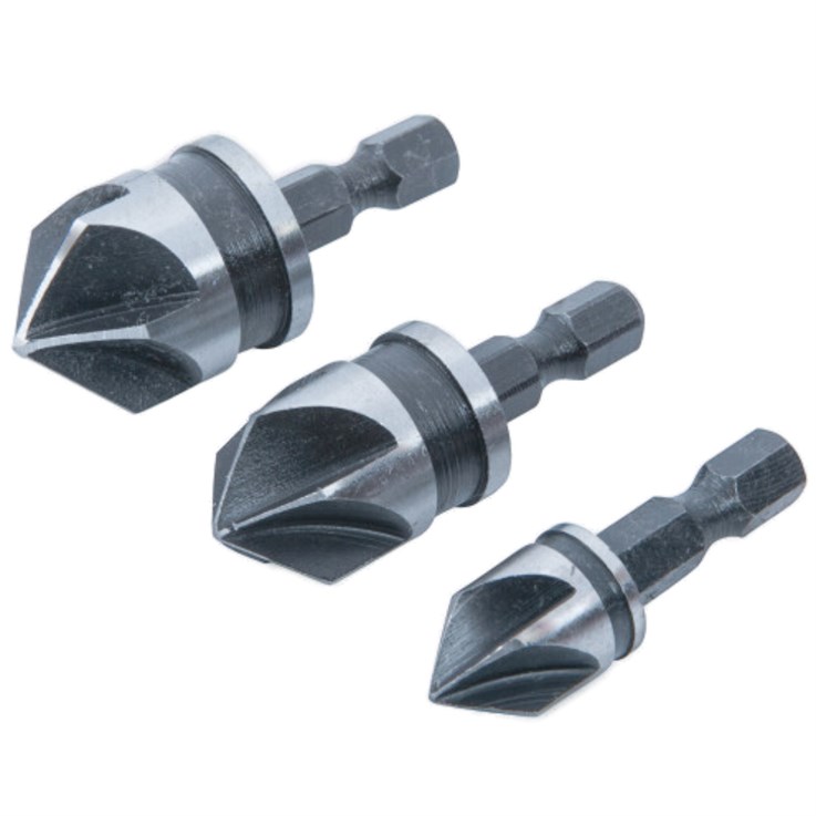 BlueSpot 3 PCE 6mm (1/4") Hex Shank Countersink Bit Set